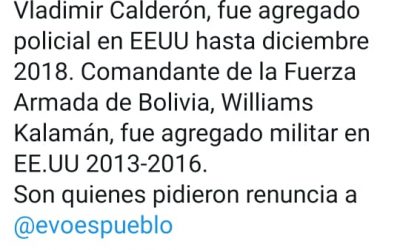 El imperio contraataca en Bolivia. En mi nota que hoy publicará Página/12 yo decía que la influencia de EEUU era muy importante para entender el golpe. Vean esto: