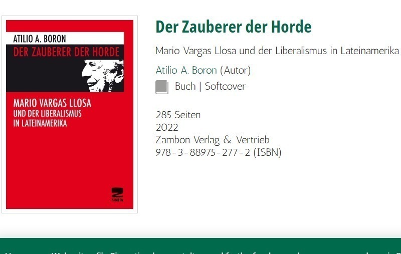 Feliz de la vida con la aparición de mi Hechicero de la Tribu en Alemania. Don Mario no quiere debatir, pero ya está el libro en lengua castellana, portuguesa, francesa y ahora alemana. Ya viene la edición en inglés y en mandarín. El círculo se va estrechando. No se librará de mí tan fácilmente