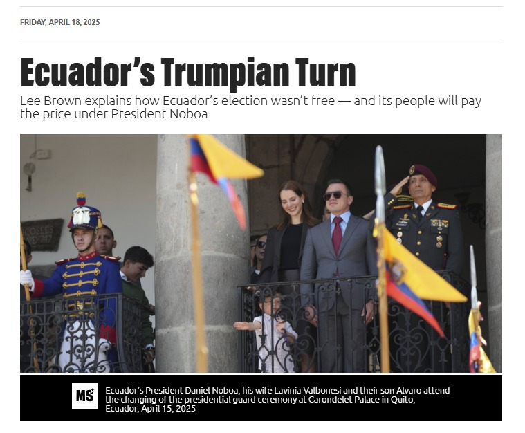 Lee Brown, observador electoral inglés ofrece su veredicto sobre el descarado robo perpetrado por la, derecha en las elecciones presidenciales del Ecuador